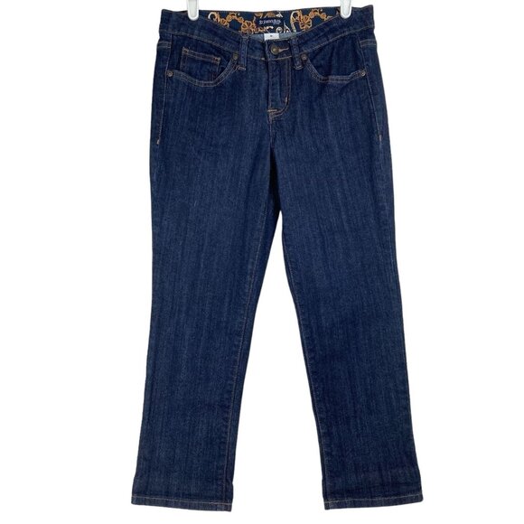 St John's Bay Womens Crop Denim Jeans Size 4P Straight Leg Mid Rise Stretch Blue - Picture 1 of 9